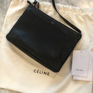 SOLD-Celine black leather large Trio crossbody